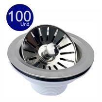 Kit com 100 Unidades Válvula para Pia de Cozinha Inox 3.1/2"