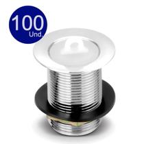 Kit com 100 Unidades Válvula Pia Tanque Lavanderia Escoamento 1.1/4'' Metal Cromado