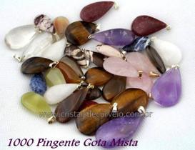 Kit com 1000 Pingentes em Pedra Natural Lapidada Gota Prateado para Montagem de Acessórios