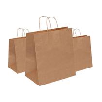 Kit com 100Un de Sacolas de Papel Kraft M Econômica Biodegradável e Reciclável 28,5x24x12cm Kit com 100Un de Sacolas de Papel Kraft M Econômica Biodegradável e Reciclável 28,5x24x12cm