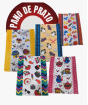 Kit Com 10un, Pano De Prato, Copa Felpudo Atoalhado, Estampas Variadas, 40x60cm, 60g, 85% Algodão