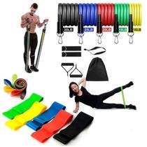 Kit Com 11 Extensores Elástico 5 Mini Band, Treino Funcional Completo