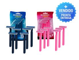 Kit com 12 Aparelhos de Barbear Descartáveis Dupla Lâmina Corte Confortável Masc e Femin