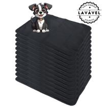Kit com 12 Banheiro para Cães Tecido Ecológico 100x70 Preto - 200 Lavagens Quality