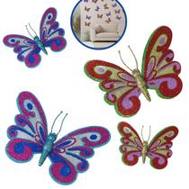 Kit com 12 Borboletas coloridas Decorativas Brilhantes Enfeite