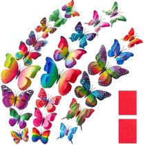 Kit com 12 Borboletas em 3Dde 8 cm. imantadas para Decoração, Enfeite para Vasos Plantas, Jardins