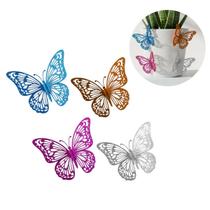 Kit com 12 Borboletas Vazadas 3D Coloridas Glitter Metalizado para Decoração de Festa de Aniversário Parede Enfeite de Casa - Daicommerce