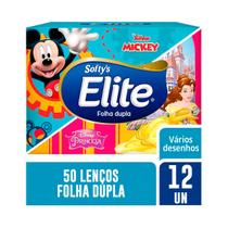 Kit Com 12 Caixas de Lenço Softys Elite Kids com 50 Unidades - Fofty's Elite
