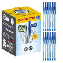 Kit com 12 Canetas Azul Esferográficas Compactor Ponta Fina