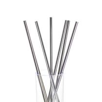 Kit com 12 Canudos em Aço Inox 21cm 6mm + Escova de Limpeza Frigopro