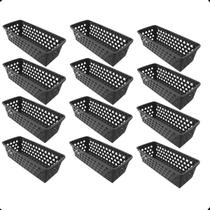 Kit com 12 Cesto Organizador Multiuso Comprido