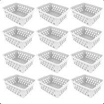 Kit com 12 Cesto Organizador Multiuso Retangular P