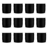 Kit Com 12 Cetim Rabo de Rato 1mm Rolo com 100 m Preto Kit Com 12 Cetim Rabo de Rato 1mm Rolo com 100 m Preto