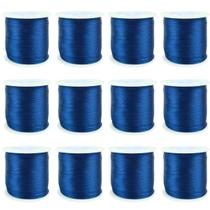Kit Com 12 Cetim Rabo De Rato 1Mm Rolo Com 100M Azul Marinho