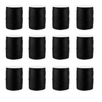 Kit Com 12 Cetim Rabo de Rato 2mm Rolo com 50 m Preto