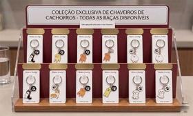 Kit com 12 Chaveiros em Metal Atacado Cachorros sortidos cor:Modelo 2