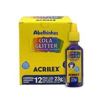 Kit Com 12 Colas Glitter Escolar 23g Violeta 207 Acrilex
