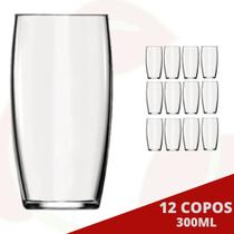 Kit com 12 Copos Oca 300ML Transparente Água Suco Drinks