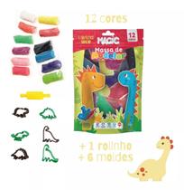 Kit com 12 Cores de Massinhas De Modelar Infantil Coloridas e 6 Formas - Magic Kids