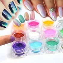 Kit Com 12 Cores Glitter - Decoração Unhas Nail Art