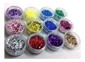Kit Com 12 Cores Glitter Flocado - Decoração Unhas Nail Art