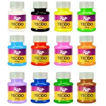 Kit com 12 Cores Tinta Fosca para Tecido 37ML DAC