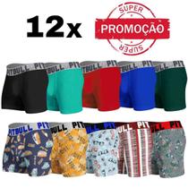 Kit Com 12 Cuecas Boxer Box Masculina Adulto Pitbull Atacado