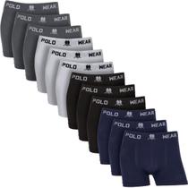 Kit com 12 Cuecas Boxer Microfibra Poliéster Polo Wear