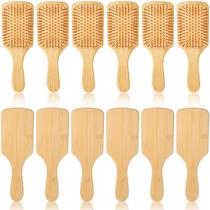Kit com 12 escovas raquete para cabelo Wanmu em bambu 25 x 9 x 4 cm