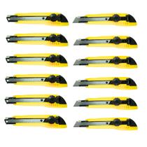 Kit com 12 Estiletes Seller P-600 18mm PSAI reforçado, trava giratória, quebrador integrado, uso profissional Kit com 12 Estiletes Seller P-600 18mm PSAI reforçado, trava giratória, quebrador integrado, uso profissional