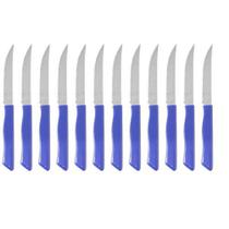 Kit com 12 facas cabo de plástico de aço inox para casa - Filó Modas