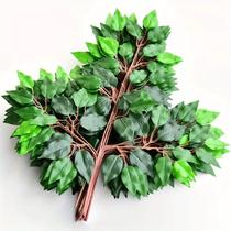 Kit com 12 folhas folhagem de ficus grande 60x58cm verde real