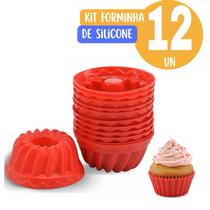 Kit com 12 Formas Forminhas para Mini Pudim Torta Bolos Cupcake e Muffins, Vai ao Forno e Airfryer
