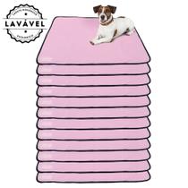 Kit com 12 Fraldas de Câes p/Chão 100x70 Rosa 200 Lavagens - Alta Absorção - Ecológico