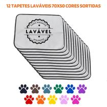 Kit com 12 Fraldas de Cães p/Chão 70x50 Sortidos 200 Lavagens - Alta Absorção - Ecológico