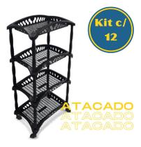 Kit com 12 Fruteiras Organizadoras Vertical Telada De Plástico com 4 Andares
