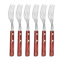 Kit Com 12 Garfos De Mesa Cabo De Madeira 20cm Kit Com 12 Garfos De Mesa Cabo De Madeira 20cm
