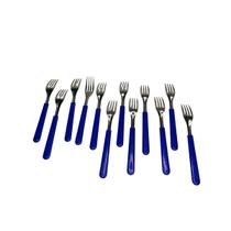Kit com 12 Garfos de Mesa Premium Azul San Marino em Aço Inox Kit com 12 Garfos de Mesa Premium Azul San Marino em Aço Inox