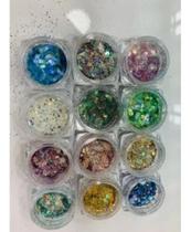 Kit Com 12 Glitter Unhas Manicure Decoração
