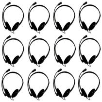 Kit com 12 Headsets Office Usb Adaptador Usb-C Preto Bright