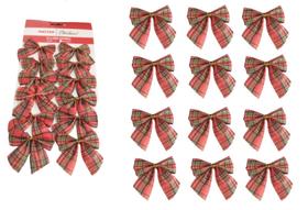 Kit com 12 Laços de Tecido Xadrez Enfeite e Decoração Natalina 6cm