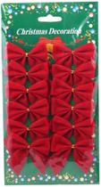 Kit Com 12 Laços de Veludo Vermelho Enfeite De Árvore De Natal 5x6cm - DL Kit Com 12 Laços de Veludo Vermelho Enfeite De Árvore De Natal 5x6cm - DL