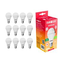 Kit Com 12 Lâmpadas LED Bulbo SUPERLED Ourolux 12W 6500K