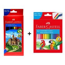 Kit com 12 Lápis de Cor + 12 Canetinhas Faber Castell Escolar