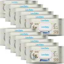 Kit Com 12 Lenço Umedecido Lara Baby Premium Recém Nascido RN 120 Unidades Total 1440