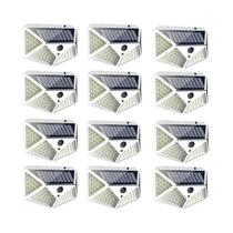 Kit com 12 Luzes Solares Externas 100 LEDs - Sensor de Movimento 270°