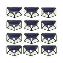 Kit com 12 Luzes Solares Externas 100 LEDs - Sensor de Movimento 270°