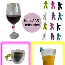 Kit Com 12 Marcadores Para Copos E Taças De Silicone