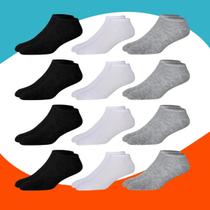 Kit Com 12 Meias Cano Medio Meia Masculino e Feminino Para Trabalho, Escola, Academia e Esportes Multicolorido Sortidas