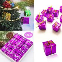 Kit Com 12 Mini Caixa De Presente Pendente Decoração Natal